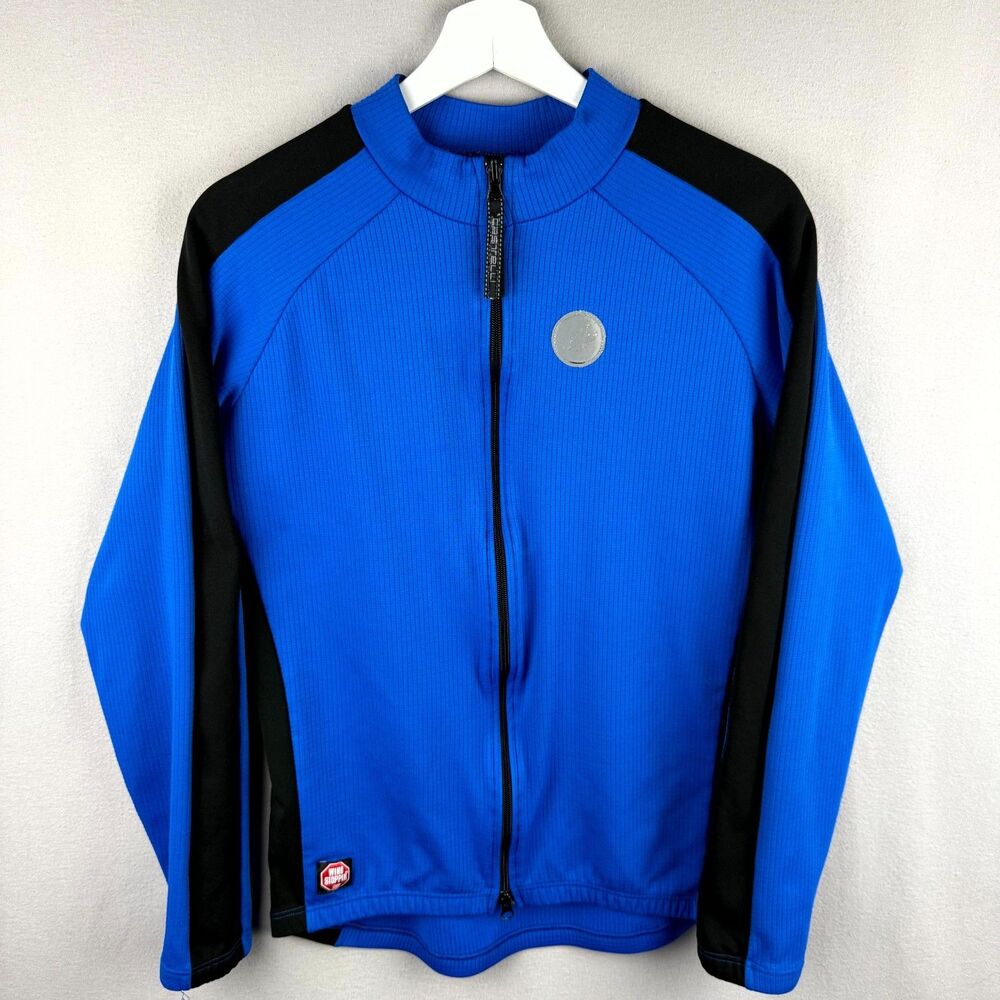 Vintage Castelli Cycling Jacket Mens XL Blue Black Windstopper Pockets Full Zip